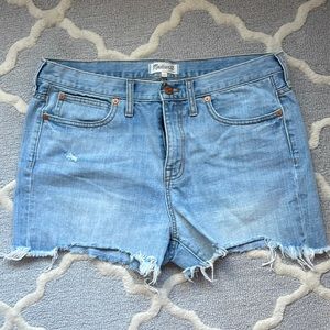 High waisted blue Jean shorts